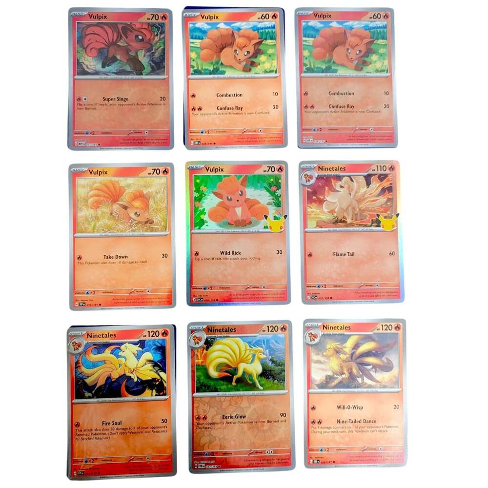Pokemon TCG Set of 9 Vulpix & Ninetales Trading Cards Collection Cute
